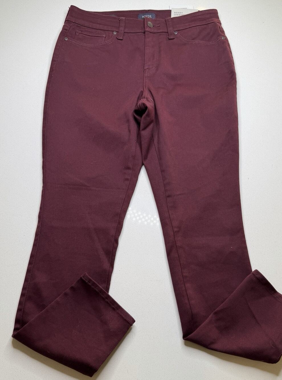 New NYDJ Women's Ami Skinny Legging Jeans, US Size 8 Dark Red